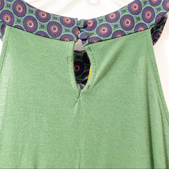 Outback Red Mixed Medium Sleeveless Geometric Print Blouse Keyhole Back w Button - Picture 7 of 11